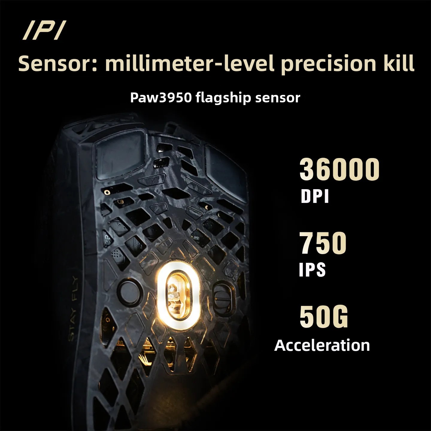 IPI STAY FLY Dual 8K PAW3950 M - Mouse Gaming Esports のレビューと価格