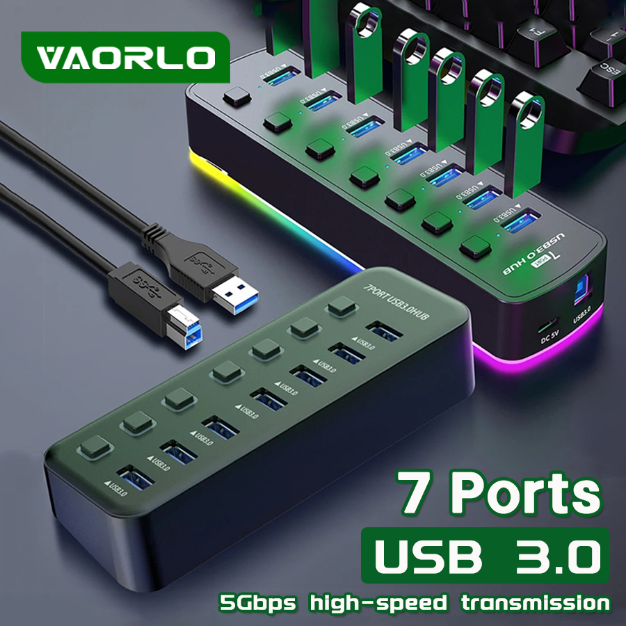 RGB USB 3.0 Hub 7 Ports Data P - Esports Gaming Splitter のレビューと価格