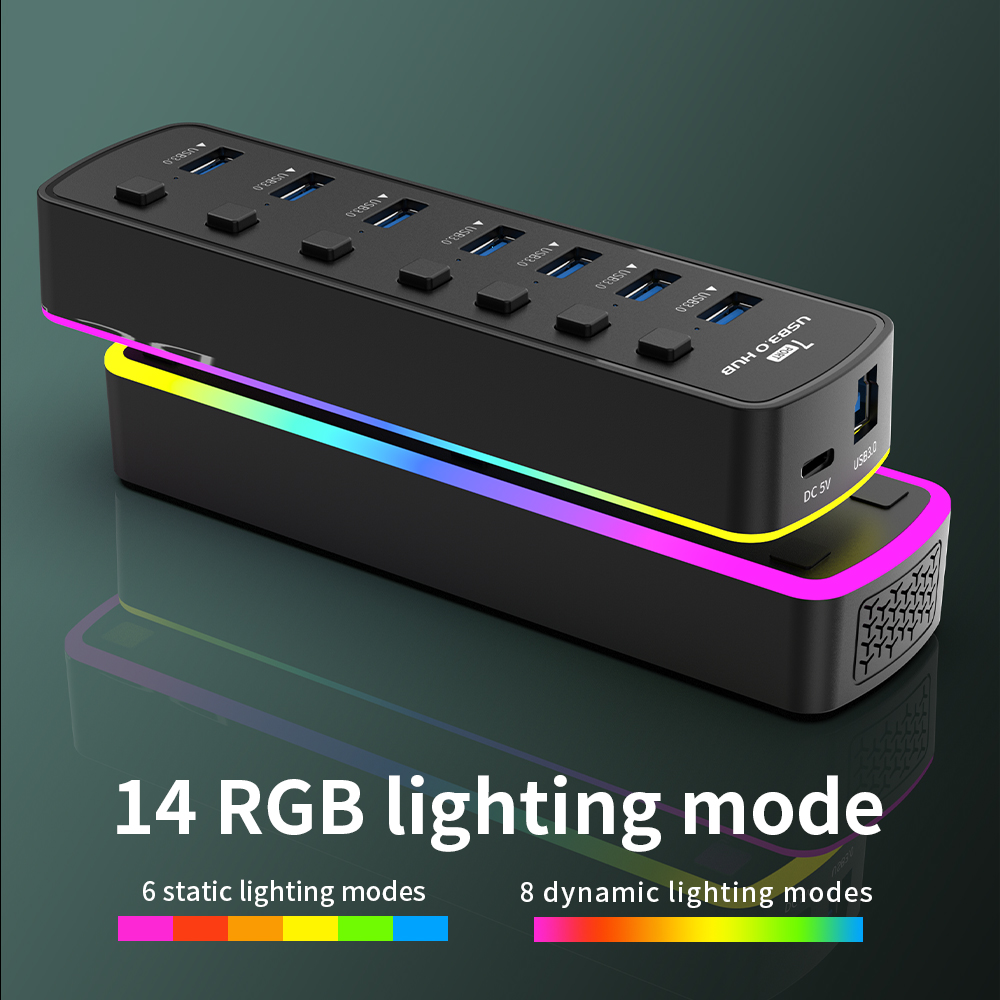 RGB USB 3.0 Hub 7 Ports Data P - Esports Gaming Splitter のレビューと価格