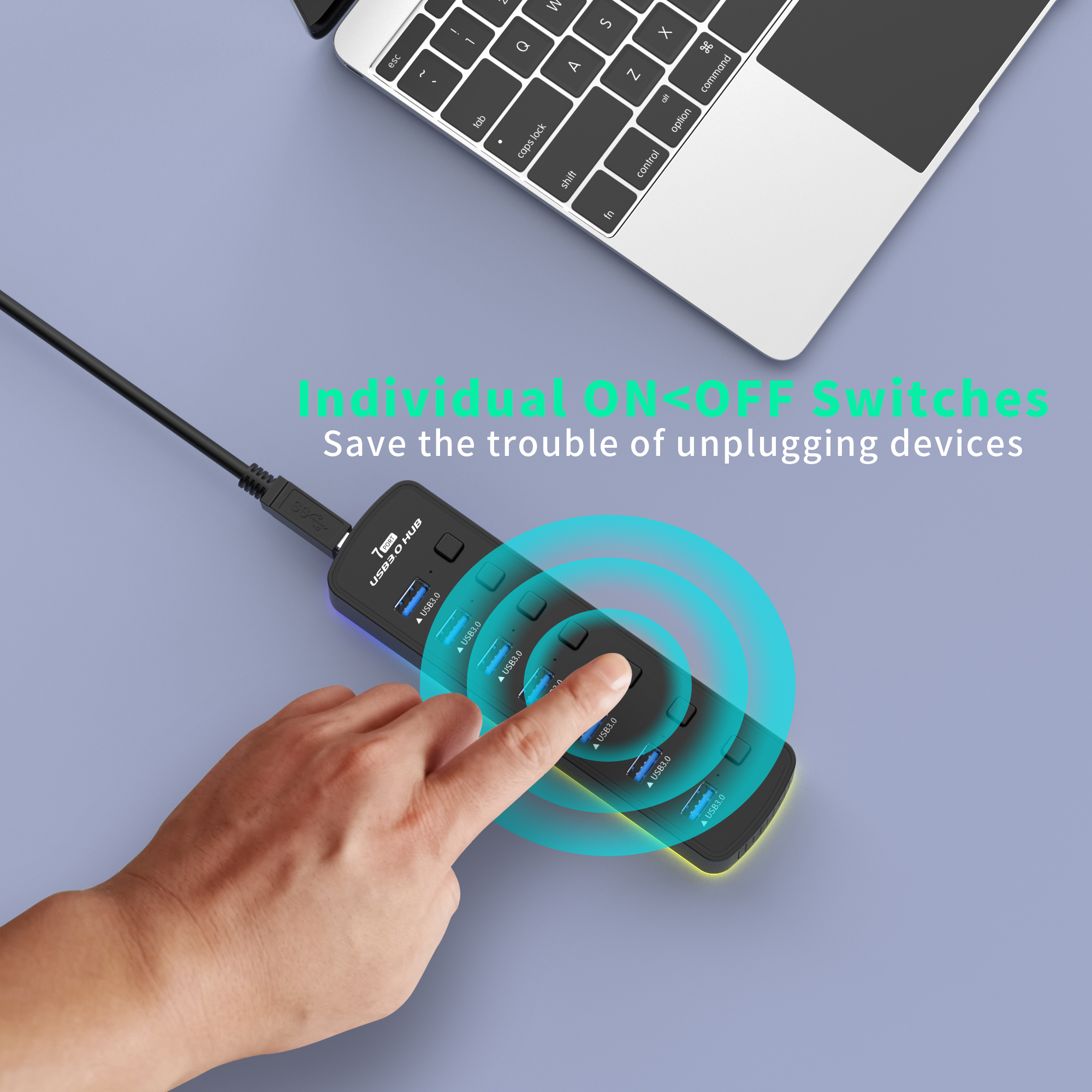 RGB USB 3.0 Hub 7 Ports Data P - Esports Gaming Splitter のレビューと価格