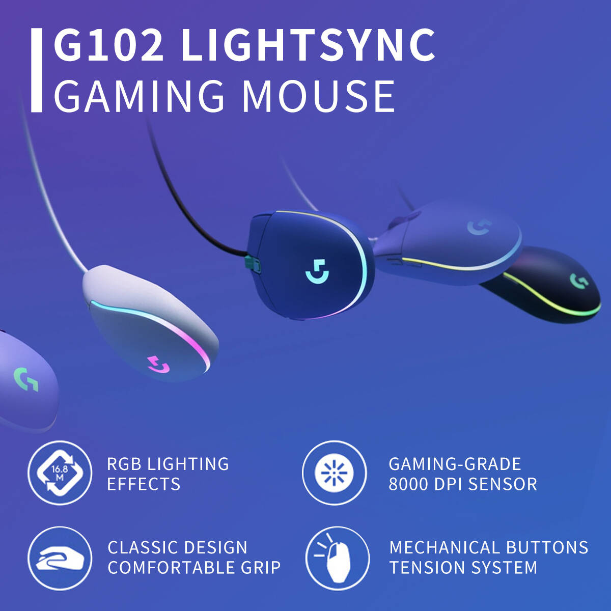 Logitech G102 Gaming Mouse 800 - Esports Gaming Competition のレビューと価格