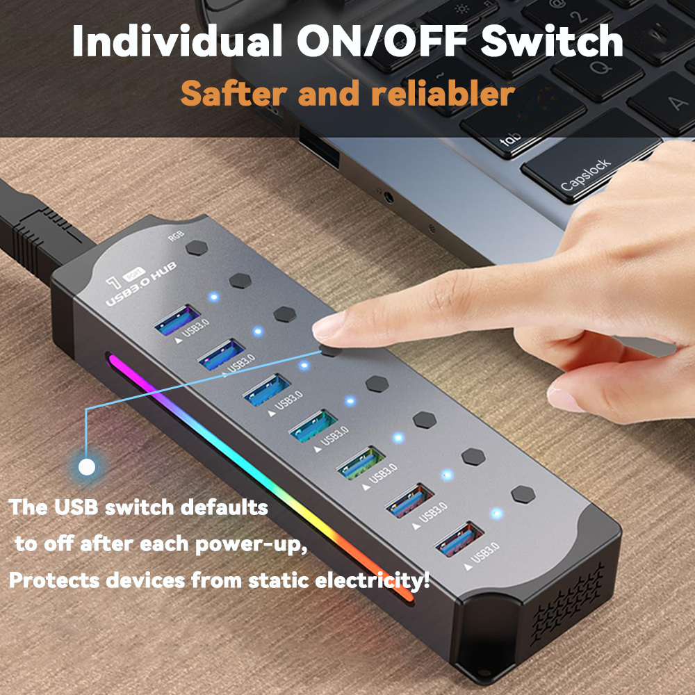 USB 3.0 Hub High Speed USB 7-i - Esports Gaming Splitter のレビューと価格