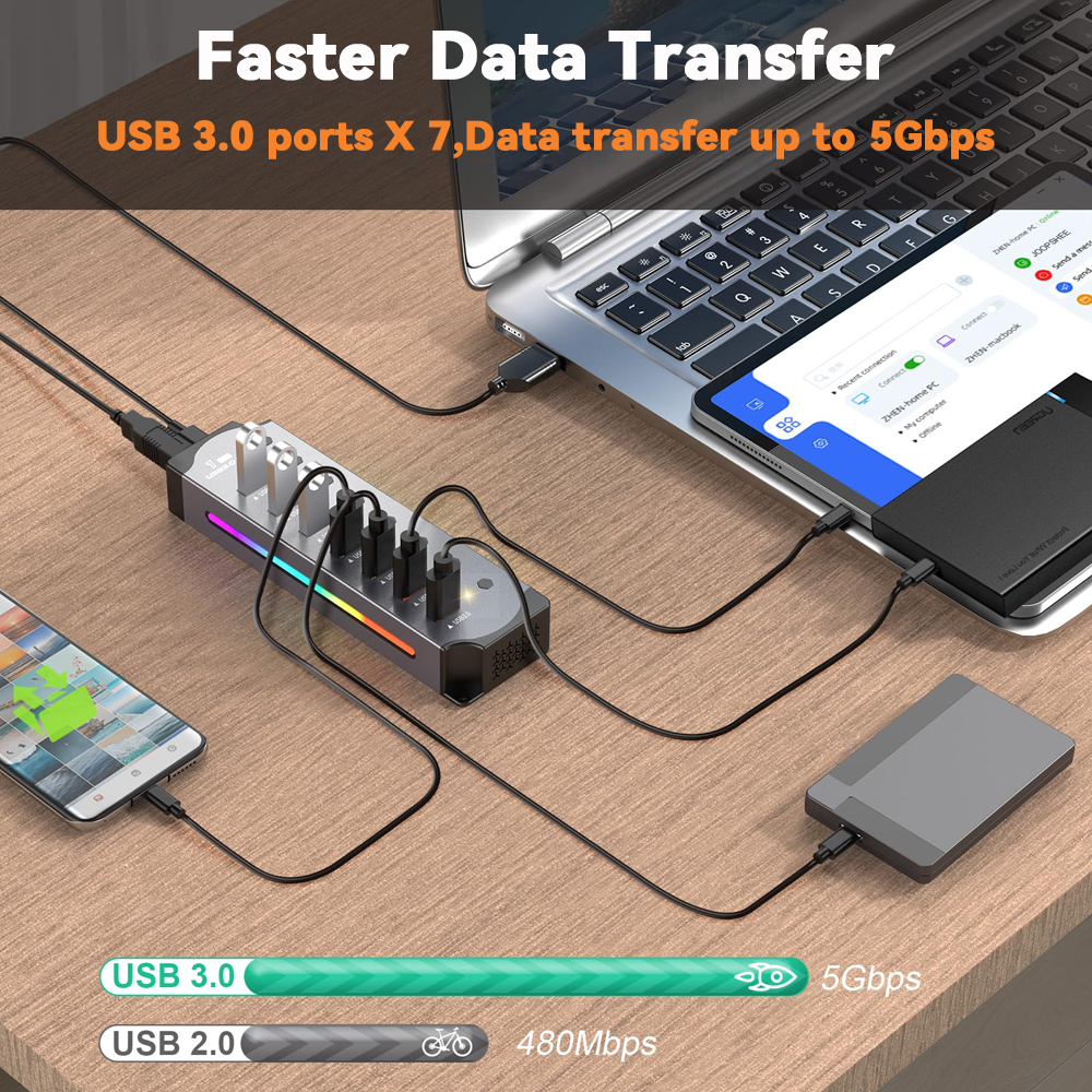 USB 3.0 Hub High Speed USB 7-i - Esports Gaming Splitter のレビューと価格