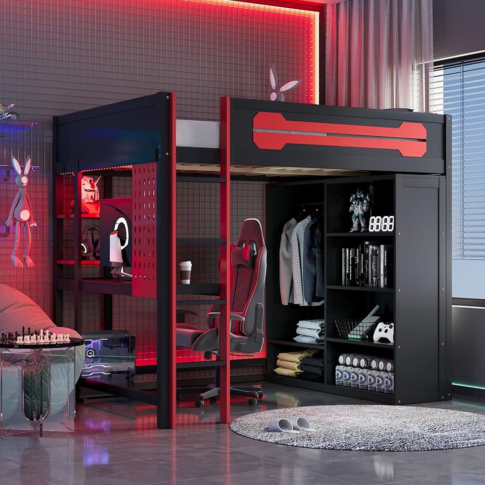 Wood ull Size Gaming Lot Bed w - Esports Gaming Station Desk のレビューと価格