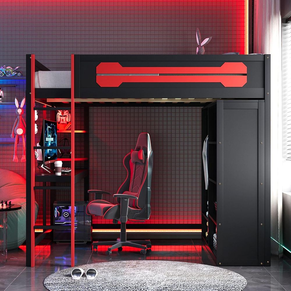 Wood ull Size Gaming Lot Bed w - Esports Gaming Station Desk のレビューと価格