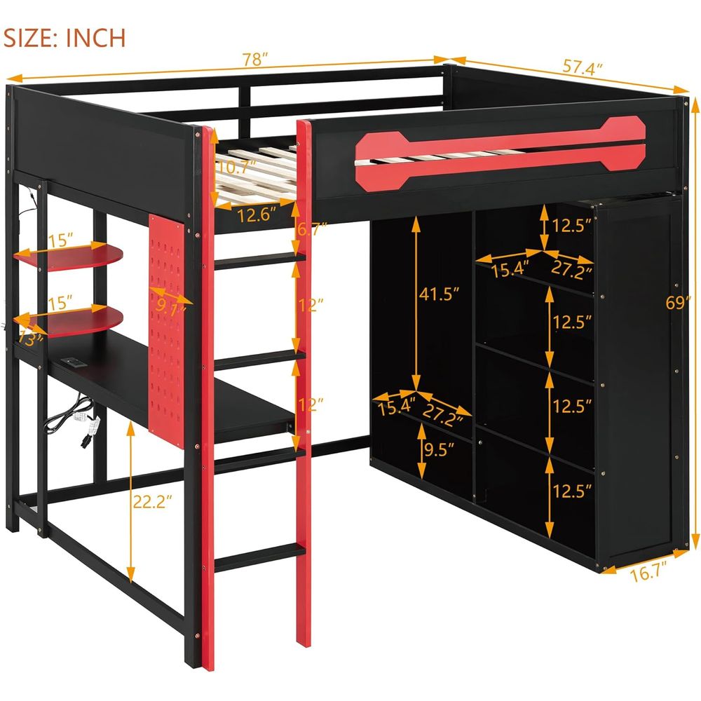 Wood ull Size Gaming Lot Bed w - Esports Gaming Station Desk のレビューと価格