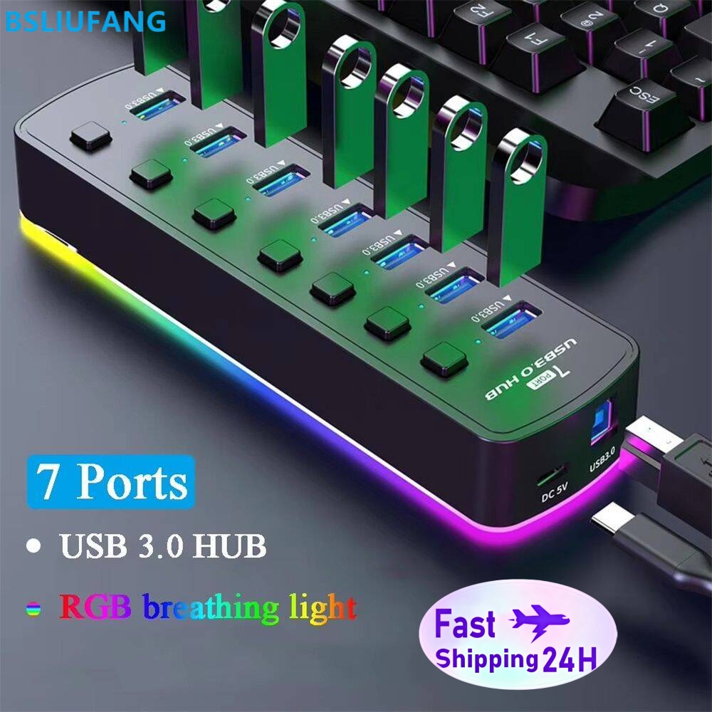 RGB USB 3.0 Hub 7 Ports Data P - Esports Gaming Splitter のレビューと価格
